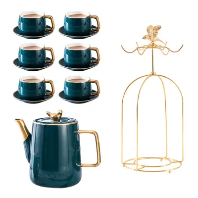 Послеобеденный чай чайный, кофейный набор чашка и блюдце набор, бытовой простой керамическая чашка и чашка набор, ручная роспись золото