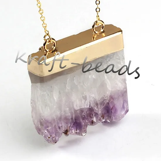 Natural Gnergy Gemstone~ Double Buckle Irregular Shape Pendant Natural Purple Amethysts Quartz Stone Necklace Fashion Jewelry 12 AA00409002306b