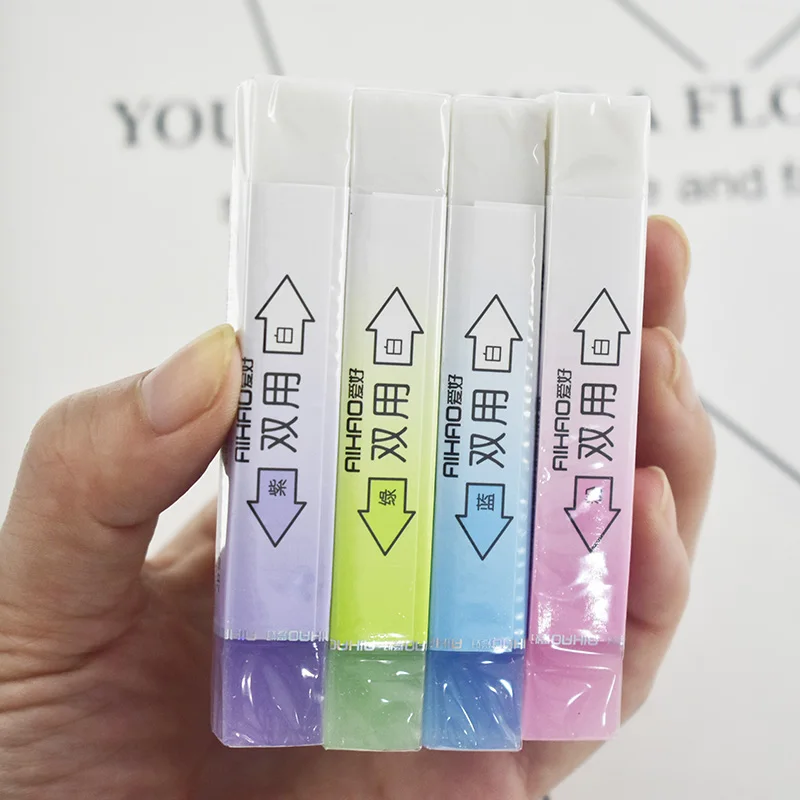 

Erasers Cute Dual Head Candy Colors 2B Rubber Soft Erasers For School Girl Correction Tools Material Escolar Kawaii Stationery
