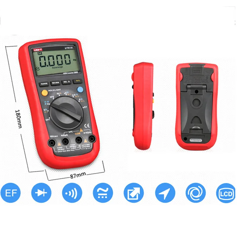 UNI-T мультиметры UT61A UT61B UT61C UT61D UT61E Современный цифровой мультиметр anto диапазон AC/DC Напряжение Ток истинное среднеквадратичное значение мультиметр
