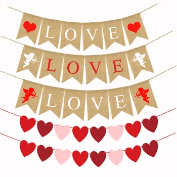 

Sweet Heart Garland Happy Valentine's Day Cupid LOVE Banner Party Decoration for Home Wedding Party Flag Bunting Party Birthday