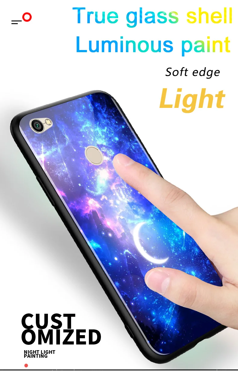 Светящийся чехол для телефона s для Xiaomi Redmi Примечание 5A Prime 3GB Space Night Shine стеклянный чехол для Redmi Y1