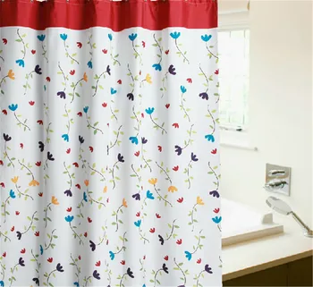 

1.8*1.8 Colorful Tree Design Fabric Shower Curtain with 12 Hooks for Bathroom
