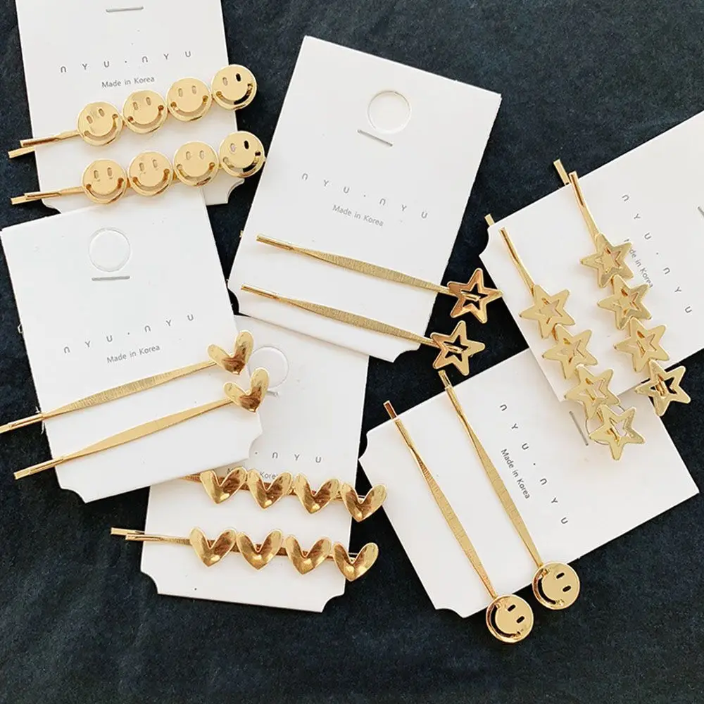 

Korea Simple Metal Hairpins for Women Hollow Star Heart Shape Hair Clips Hair Accessories Hairstyle Design Styling Tool