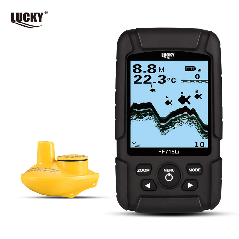 Menu de Russo! Localizador de Peixe Monitor sem Fio Sorte Ff718li w Real à Prova d’ Água Sonar Fish Finder Sonar Fish Finder Profundidade Sonar