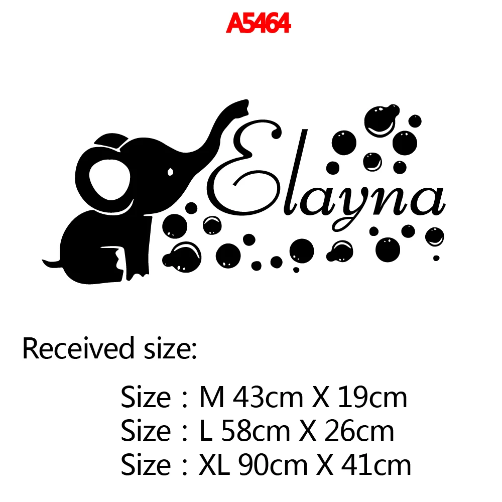 Custom Name Elephant Wall Stickers Home Furnishing Decorative Wall Sticker Pvc Wall Decals Art Decals