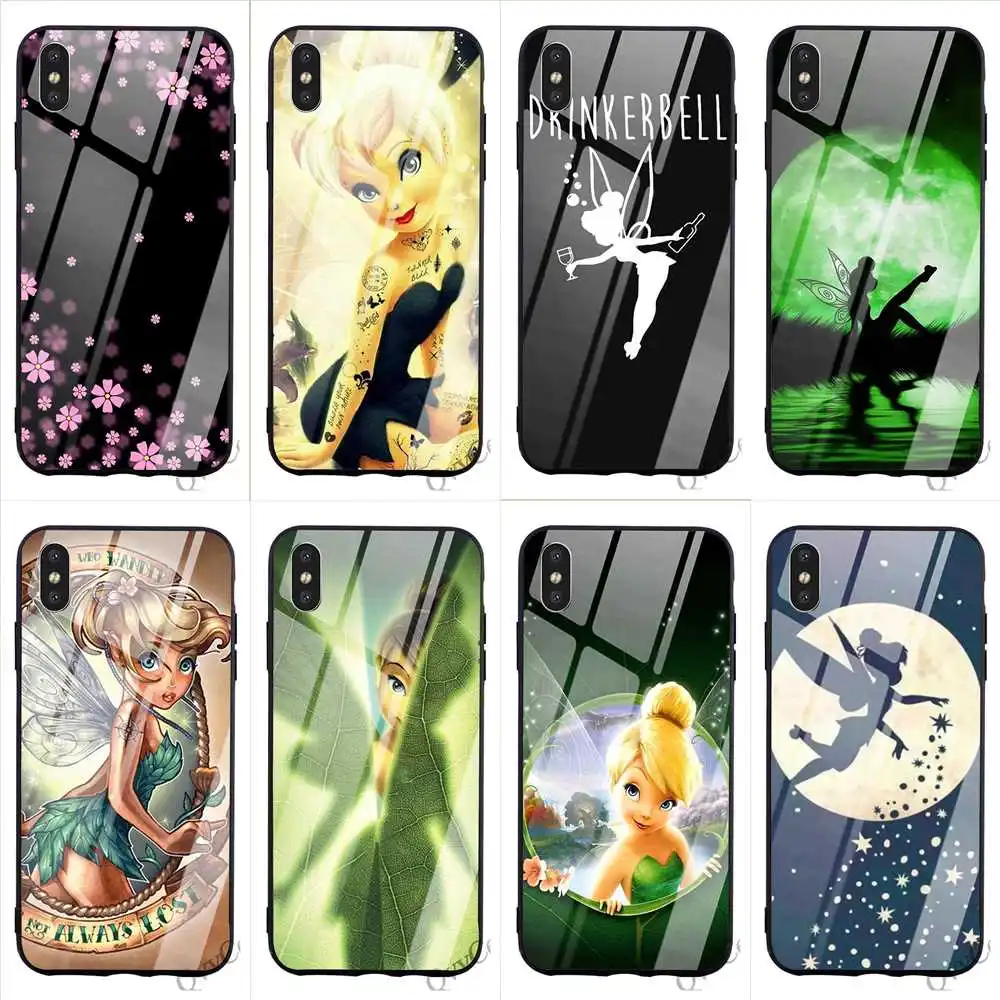 

Protective Tinker Bell Tinkerbell Tempered Glass Phone Case for iPhone 7 Cover Xs Max XR X 8 Plus 6 6S 5S 5 SE Back
