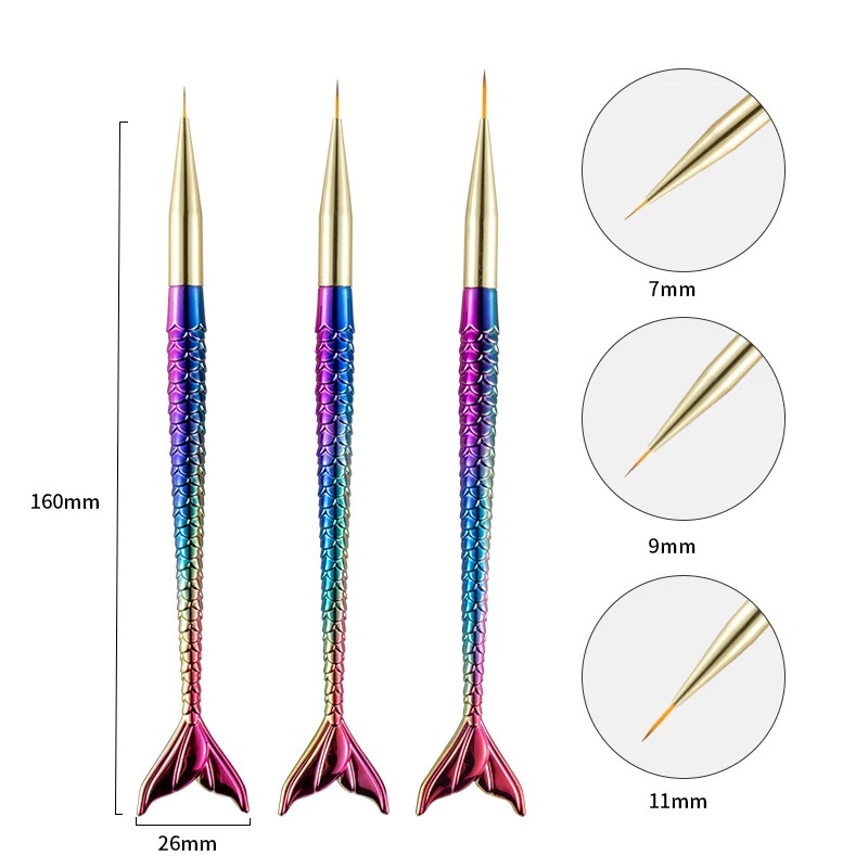 7/9/11 мм ногтей кисть-белые полоски фасона «рыбий хвост» градиент перо, платье с цветочным узором, советы для рисования акриловые УФ гель лак