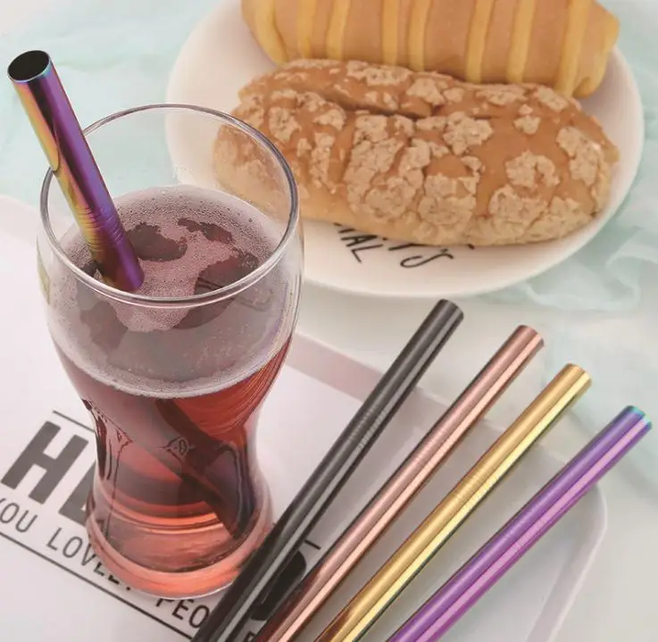 

Reusable 12MM Bubble Tea Straws, PVD Plated 12MM Straight Metal Straws, 12MM Colored Straws for Smoothie lin4987