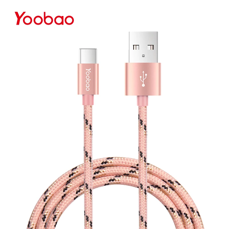 Yoobao 415C USB Type C Cable 1m/1.5m Fast Charging Type-C Striped Cotton Braided Charger for Oneplus 2 Zuk Z2 | Мобильные телефоны