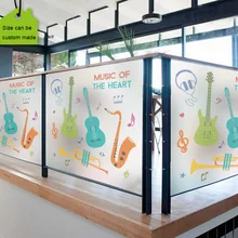 Пленка для окон самоклеющаяся пленка Декоративные наклейки для окон матовые витражи цвет на заказ размер Музыкальные инструменты