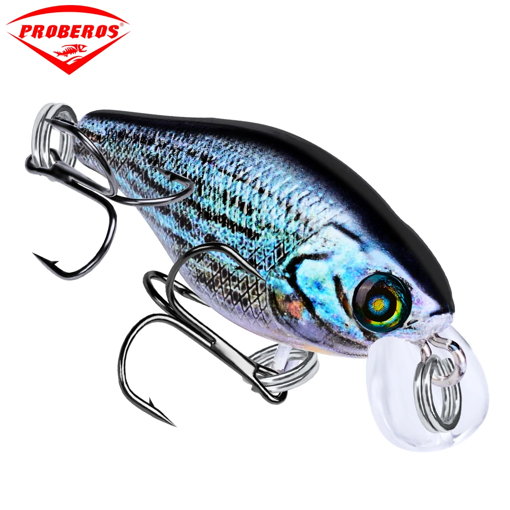 

PRO BEROS 1PC Plastic Crankbait Fishing Lure 1.77"-4.5cm/0.14oz-4g Hard Artificial Fishing Lures Bait with 10# Hooks 10 colors