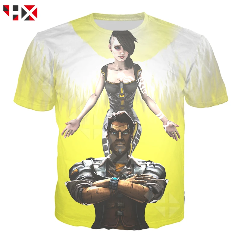 

HX New Popular Video Games Borderlands 2 3D Print Man T Shirt Fashion Short Sleeve Unisex Harajuku Tees Tops A407