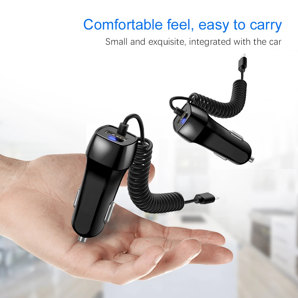 USB سيارة شاحن آيفون X 8 7 6 s 6 زائد 10 الهاتف سيارة-شاحن مع المصغّر USB نوع-C IOS كابل لسامسونج s9 plus سريع تهمة