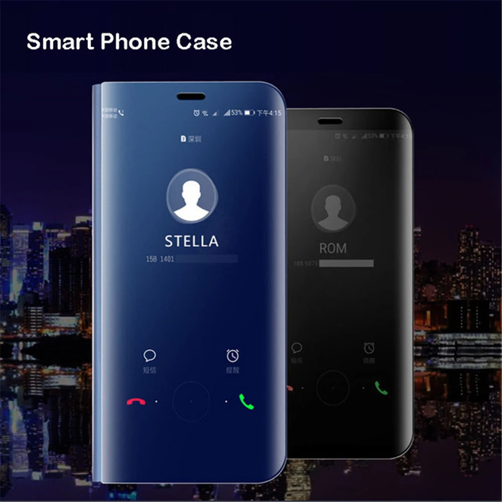 

For Huawei Mate 9 10 Pro P10 Plus P8 P9 Lite 2017 Cases Luxury Mirror Clear View Smart Flip Leather Phone Case Capa
