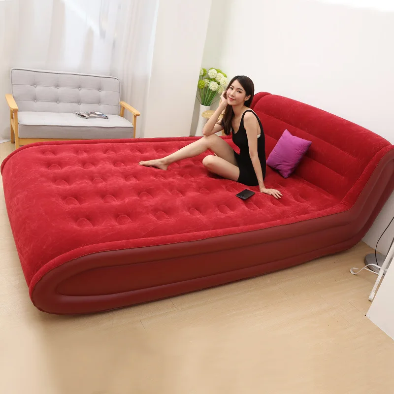 Новая надувная кровать для дома, двойная надувная кровать, надувной матрас, утолщенный портативный надувной матрас для отдыха на открытом воздухе - Цвет: Красный