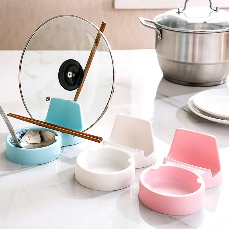 Kitchen Rack Pot Lid Cover Storage Shelf Japan Style Kitchen Products Organizer Spoons Chopping Knife Holder On Desktop 3 Colors