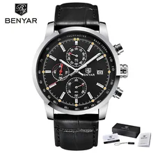 BENYAR Fashion Casual Men's Watches Top Brand Luxury Leather Business Quartz Watch Men Wristwatch Male Clock Relogio Masculino oukeshi business men watch fashion casual leather strap quartz wristwatch hot sale boutique male watches relogio feminino clock