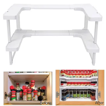 

2019 New Arrivals Storage Holder Home Multi-function Adjustable Kitchen Shelf Bathroom Rack Stackable Storage Organizer