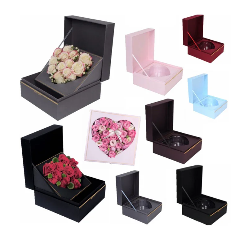 Квадратная Подарочная коробка с внутренней коробкой в форме сердца, атласная розовая упаковка для свежих цветок, креативный Декор на День святого Валентина