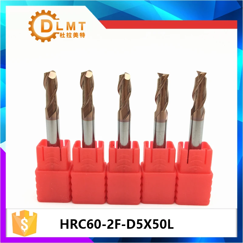 3Pcs 5mm Carbide End Mill Bit 4 Flute HRC50 TiAIN Coat CNC Engraving Cutter