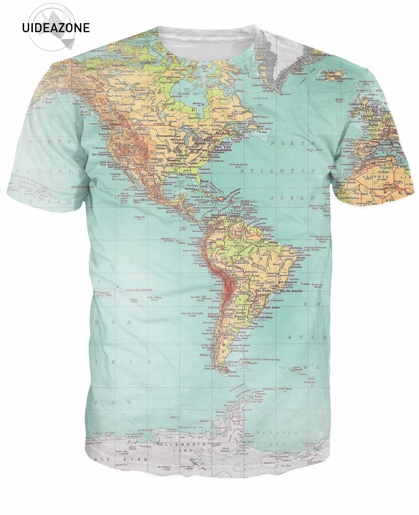 3d Urban Map T Shirt Retro Globe Image Of Americas Tops