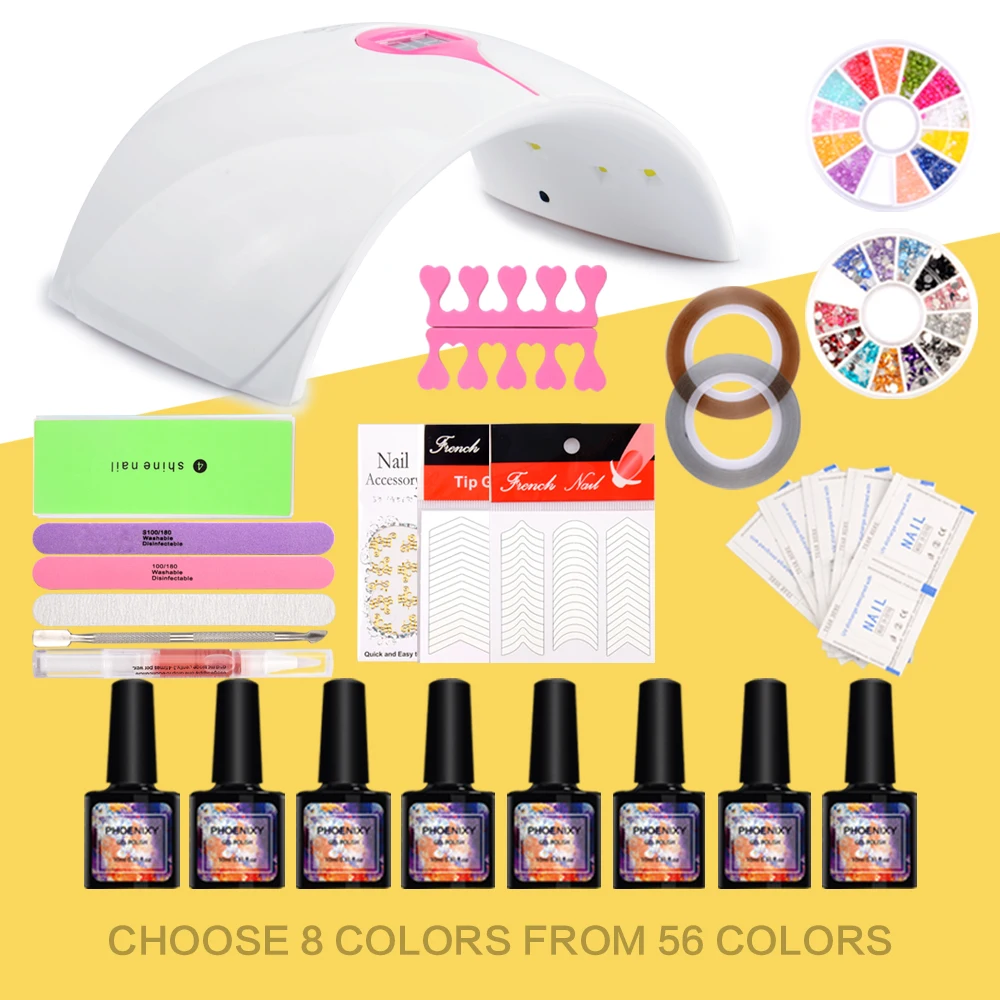 

Full Manicure Set 36W LED Lamp 8Pcs 10ml Nail Gel Polish Set Soak Off Gel Varnish Manicure Nail Art Sets Kit Manicure Tools Kits