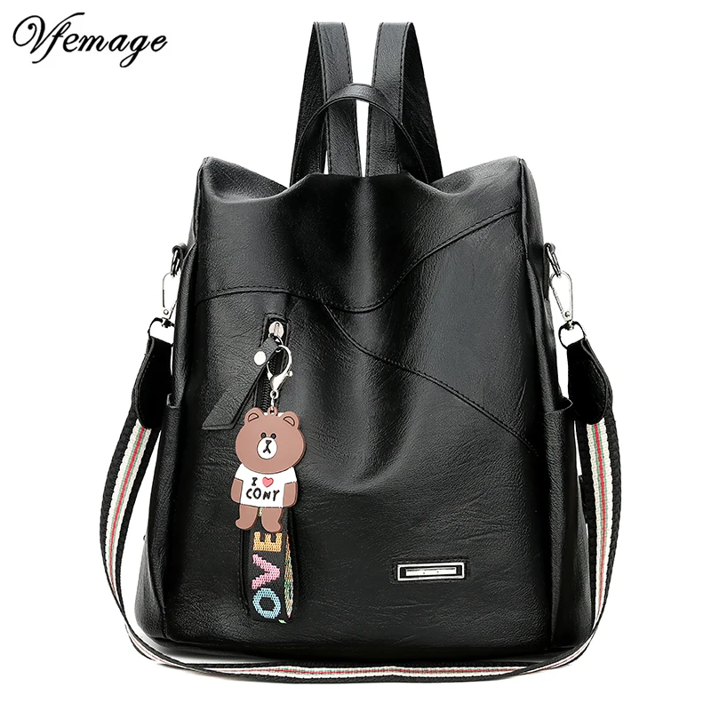 

Vfemage Black Bags Women Backpack Anti Theft Female Bagpack PU Leather Ladies Backpack for Girls School Bags Sac a Dos Mochila