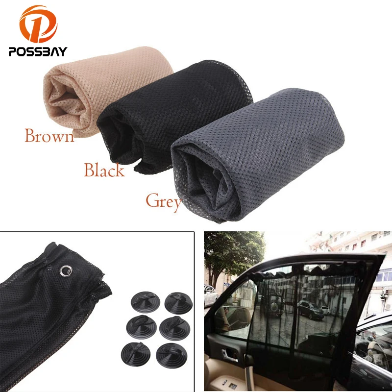

POSSBAY Black Car Sun Shade Side Window Curtain Auto Interior UV Protection Mesh Fabric Universal Car Window Film
