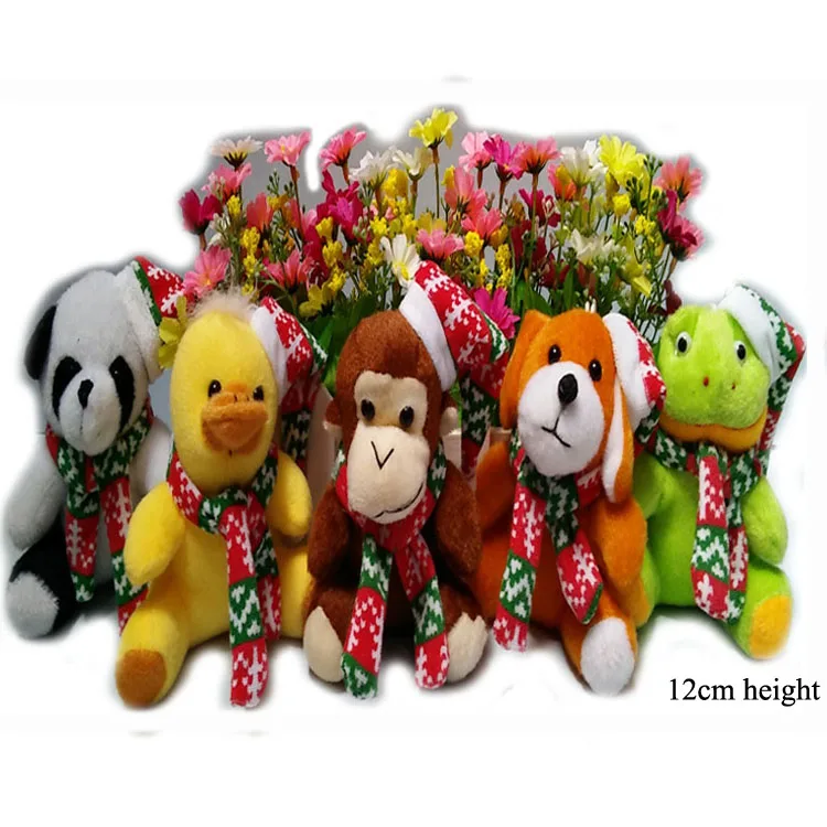 

One piece,12cm,Plush Christmas duck, stuffed panda,frog, dog,stuffed Christmas monkey for Christmas tree ornament decoration, t