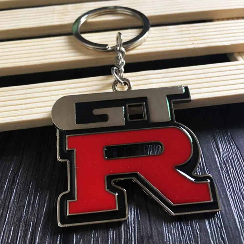 

1Pcs Zinc Alloy Grill Key Chain Keychain Metal Chrome Ring For Nissan GTR