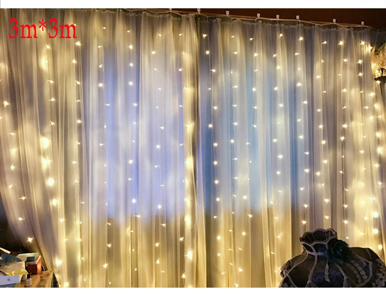 3M*3M 304LED Linkable Curtain String Fairy Lights Indoor Outdoor Christmas Garland For Party Wedding Garden Holiday Decoration