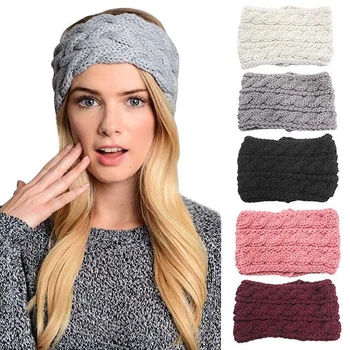 

Winter Women Ear Warmer Widening Wool Hair Bands Three Rows Twist Knitted Headband Turban Headwrap For Girl Hair Accessories