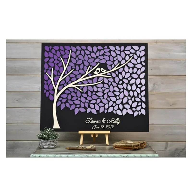 3D Couple Under the Tree Personalized Name&Date Unique Sign Wedding Guest Book 