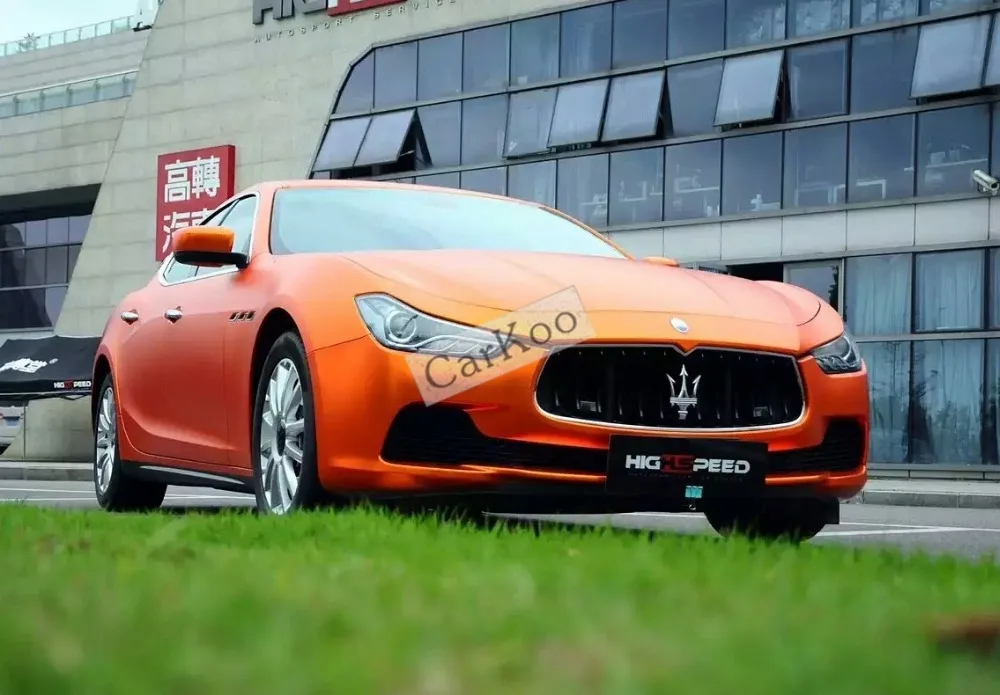 Orange Матовый хром винил автомобилей wrap Винил изменение цвета клей матовая пленка С Воздушного Пузыря Free Metallic