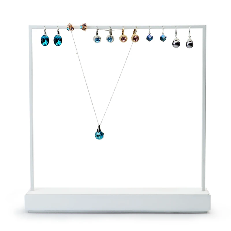 Fanxi New Metal Frame White Earring Display Stand Ear Stud Rack Holder Pendant Jewelry Display Showcase Jewelry Organizer Box Jewelry Packaging
