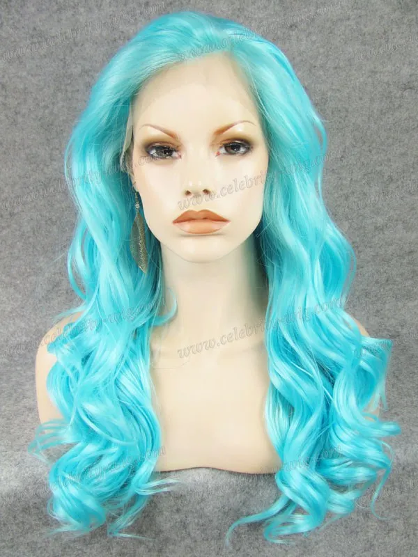 

N7-TF2513 Baby Blue synthetic lace front wig in stock high quality