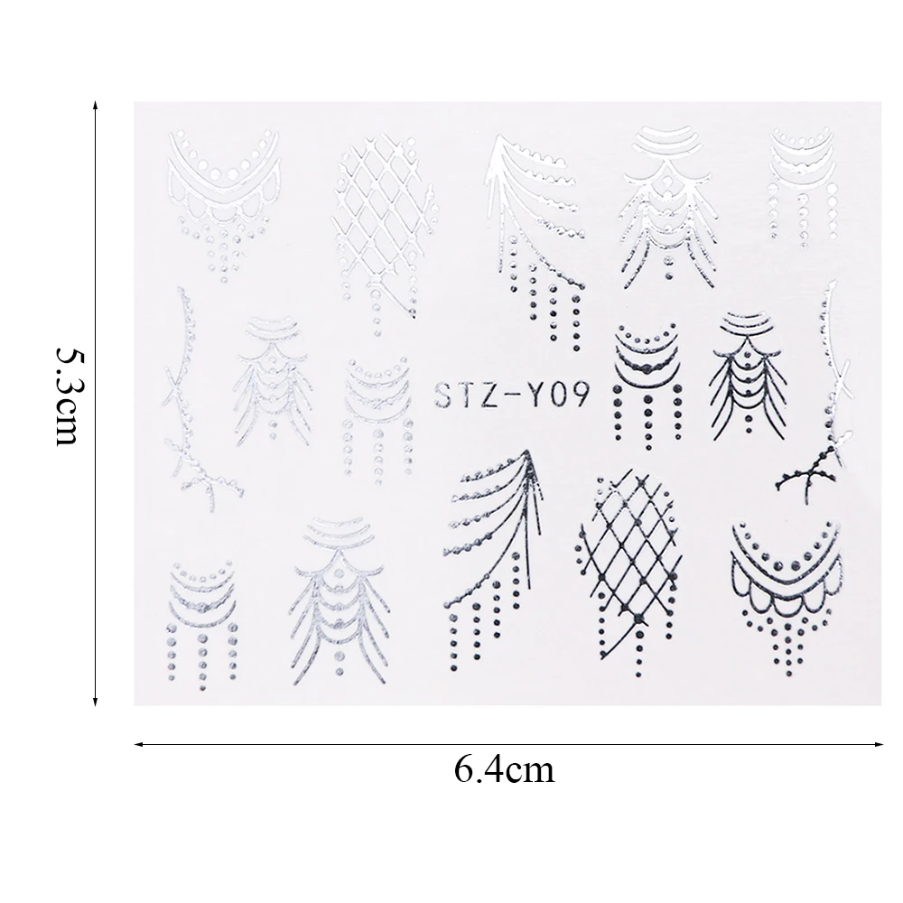 1 шт Блестящая серебряная переводная водная наклейка для дизайна ногтей Наклейка цветок ожерелье геометрический слайдер Маникюр украшение JISTZ-YS20-1
