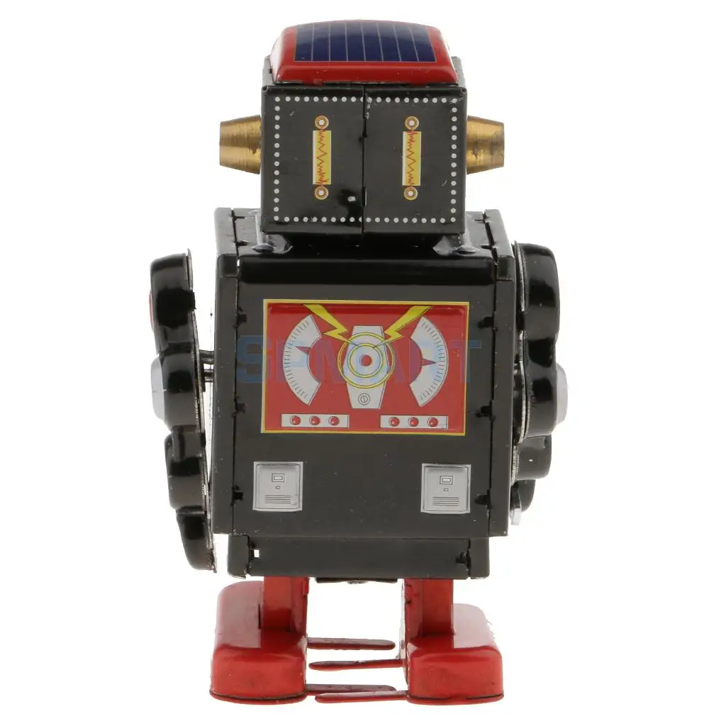 2 Pieces Vintage Wind Up Clockwork Mechanical Walking Tin Robot Kids Toy Gift Collectibles