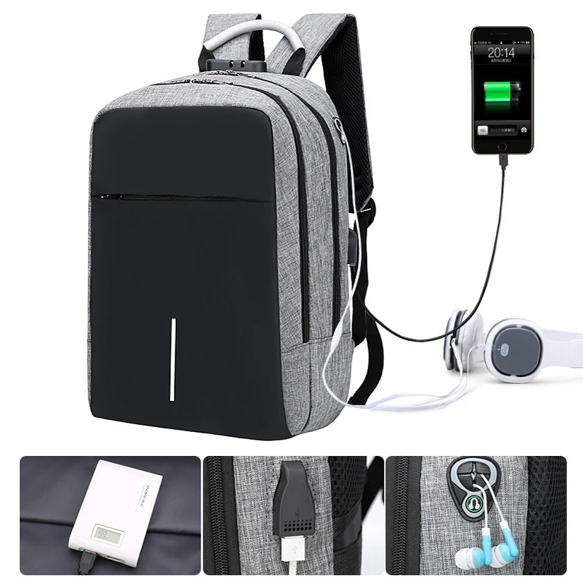 14 15 15,4 15,6 дюймов USB светоотражающий замок с паролем Противоугонная сумка для ноутбука рюкзак ранцы Рюкзак Чехол для мужчин и женщин