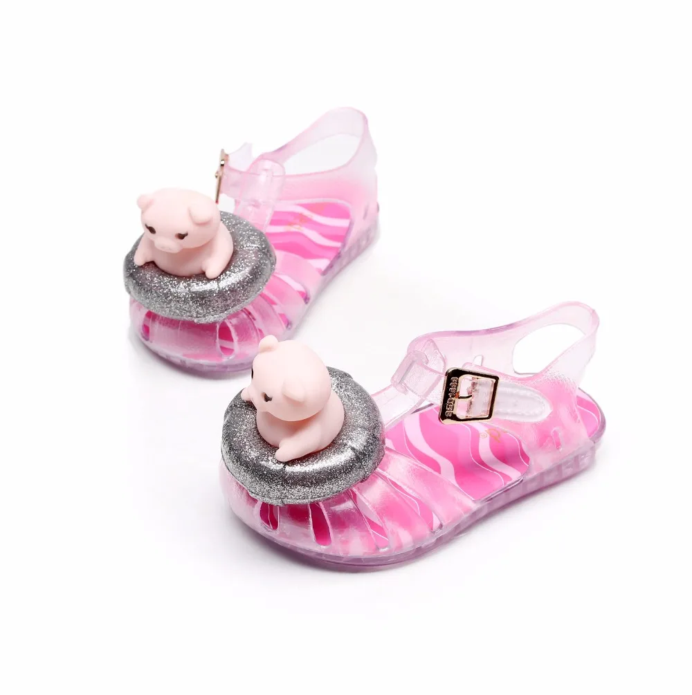 Прозрачные сандалии для девочек мультфильм обувь мини sed свинья плавание кольцо детские сандалии для маленьких детей мальчиков летняя одежда для девочек обувь