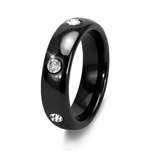 Черные и белые керамические женские кольца, новые модные кольца для женщин, большие шикарные циркониевые кольца, керамические ювелирные изделия, рождественский подарок - Цвет основного камня: Black