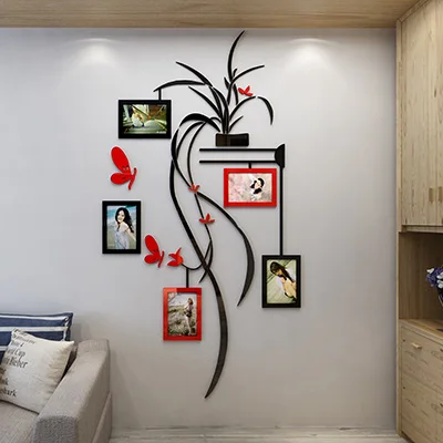

Photo frame hanging orchid 3D acrylic stereo wall stickers bedroom photo frame photo stickers living room butterfly stickers