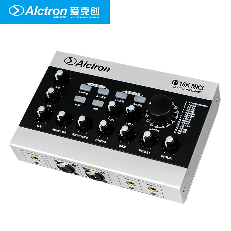 Alctron U16K MK3 USB аудио запись Интерфейс микрофон Внешняя звуковая карта усилитель с