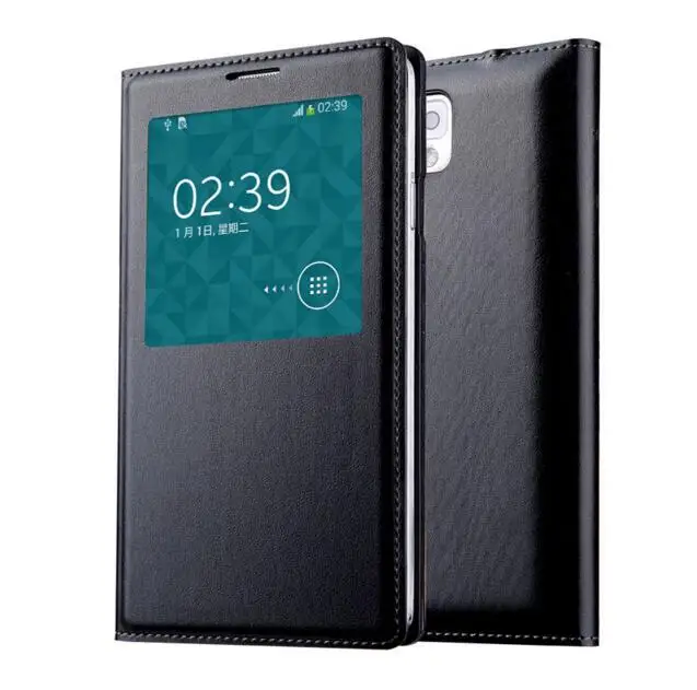 Note3 чип умный чехол для samsung Galaxy Note 3 Флип кожаный чехол samsung Note III N9000 N9005 Окно просмотра Atuo сна - Цвет: Note3 Black