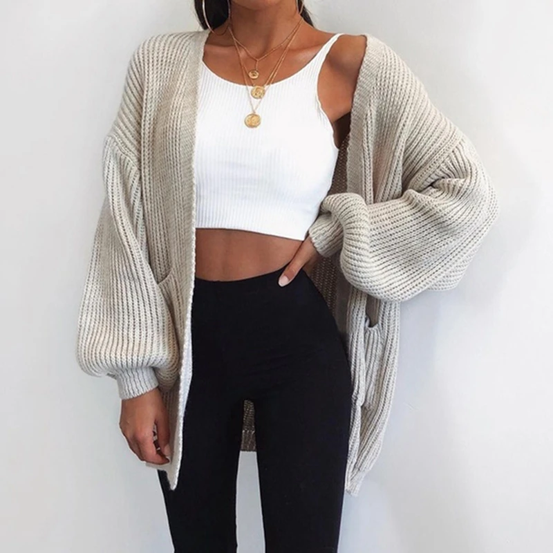 

CALOFE 2019 Style Woman Sweater Casual Batwing Sleeve Knitwear Cardigan Women Large Knitted Sweater Cardigan Jumper Coat