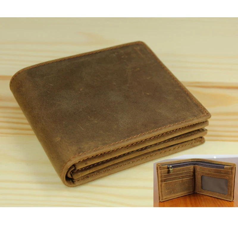 

Fashion Crazy horse Men Leather wallet Genuine Leather Wallet Men Male wallet purse Credit card coin bag short horizontal WF107