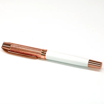

Rose Gold White Rollerball Pen Metal 0.5mm Fine Point Black Ink Women Gift Pens with An Original Gift Box School Office Supplies