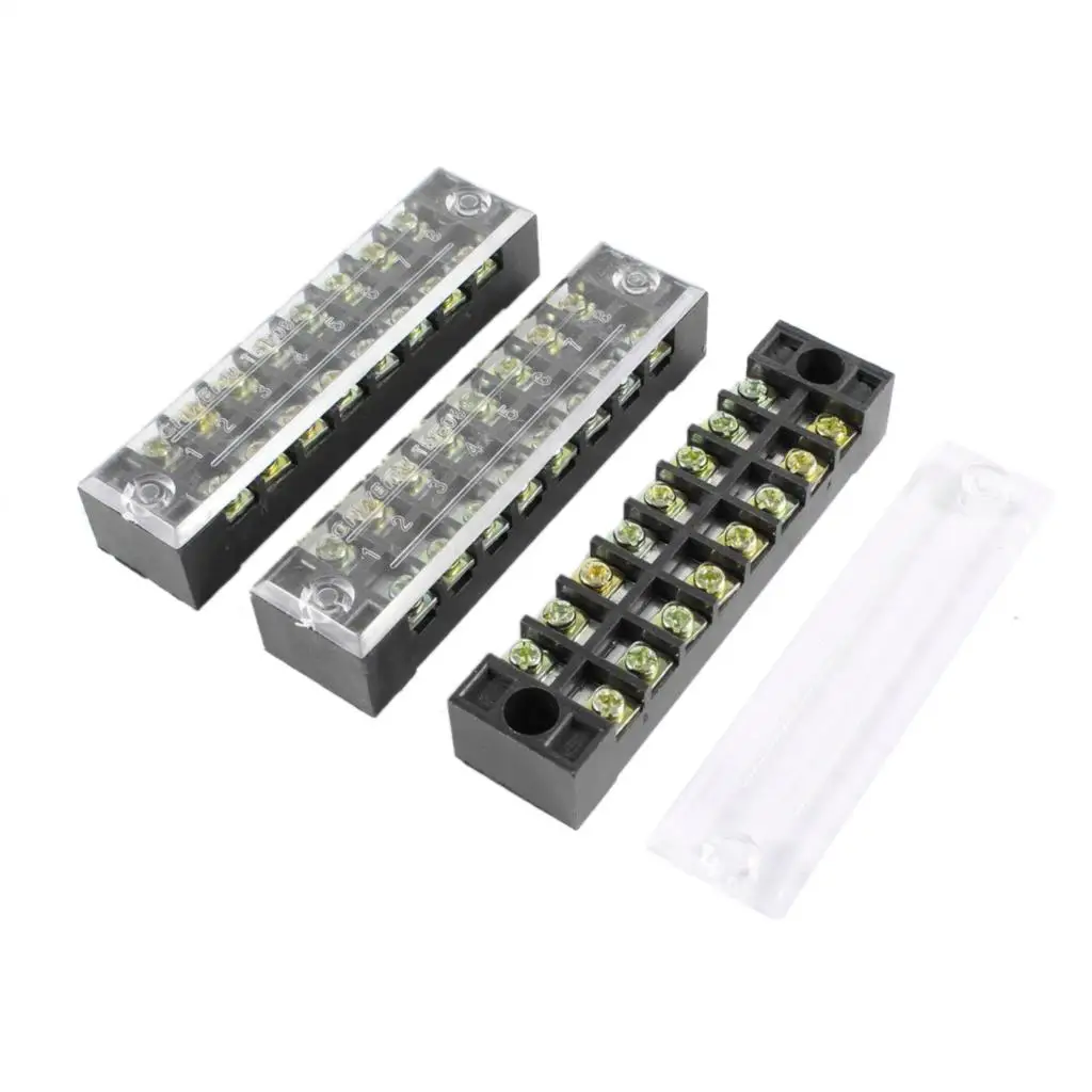 WSFS Hot 3 Pcs 8 Positions Dual Rows Covered Barrier Screw Terminal