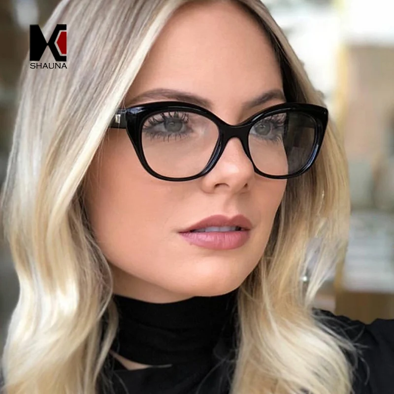 

SHAUNA Spring Hinge Retro Cat Eye Eyeglasses Frame Women TR90